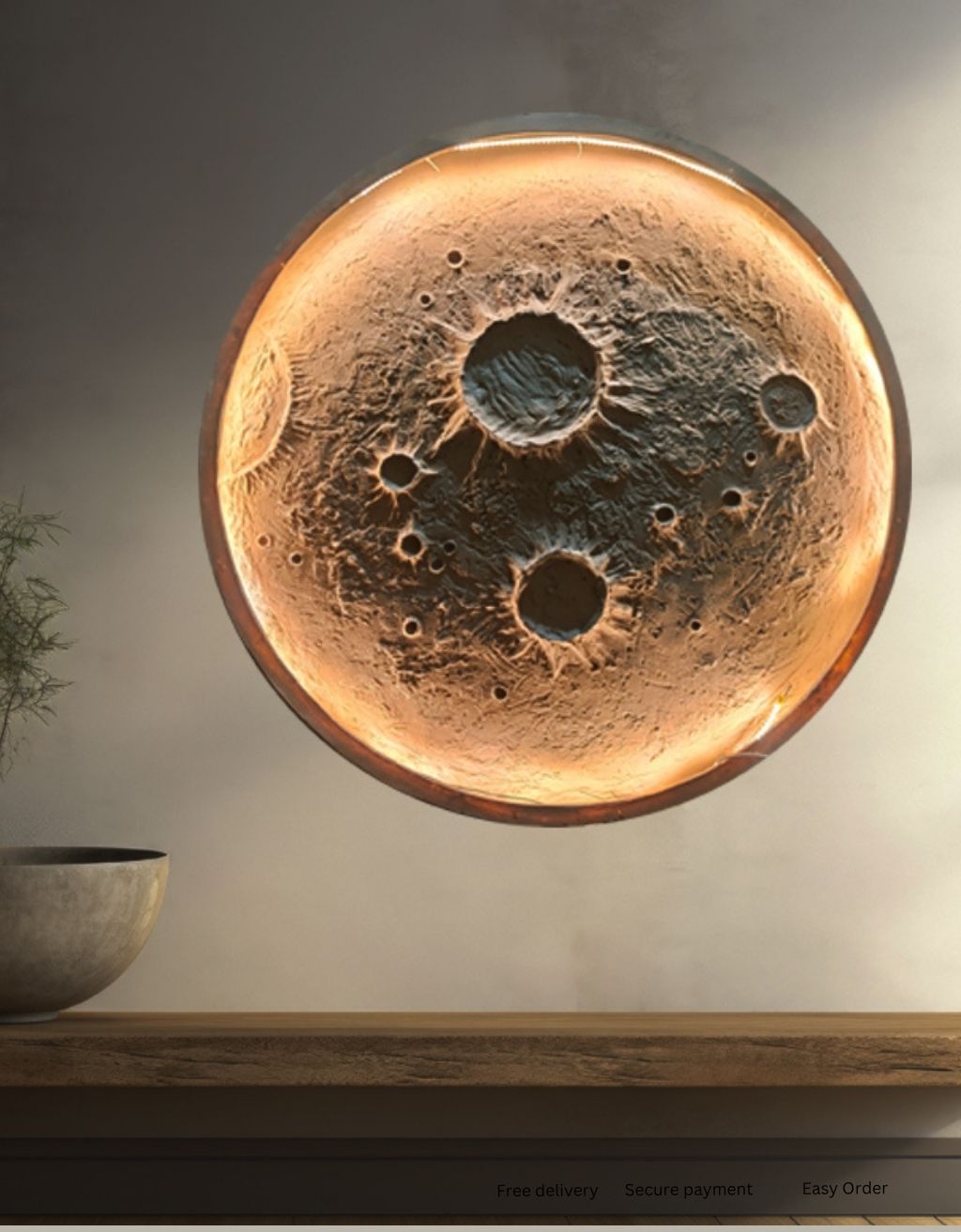 Moonlight wall mural lighted home decor fiber wall decorative moon lamp Led