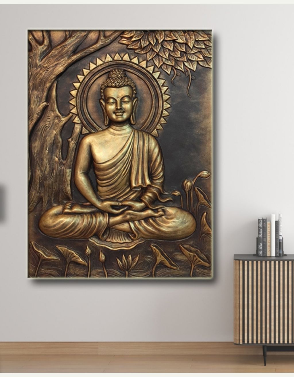 Lord Buddha Meditation Wall Art | Premium 3D Metal Finish Spiritual Artwork | Peaceful Buddha Wall Decor for Home & Office