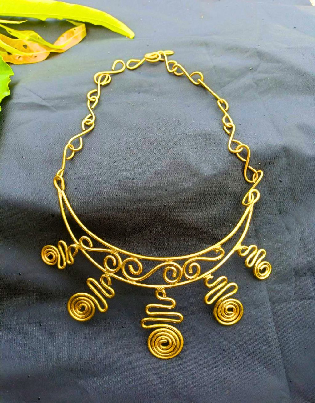 Hammered Brass Spiral Necklace: Handmade Celtic Amulet